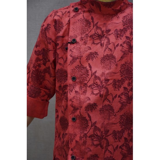 Strawberry color Floral designed Kurta shirt