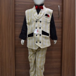 Sandal colored  Checked Coat Suit