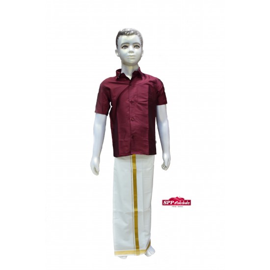 Maroon Colored Shirt and Dhoti set