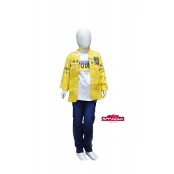 White color T-shirt with Yellow colored Coat