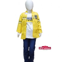 White color T-shirt with Yellow colored Coat