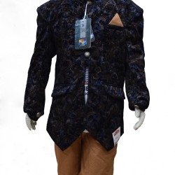 Black color floral designed coat suit