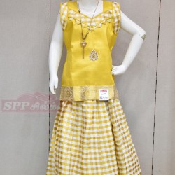 Yellow color designed Pattu Pavadai