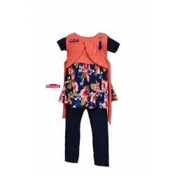 Dark Orange colored Dungaree for girls