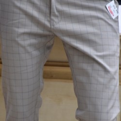 Light Grey color Checked Pencil Fit