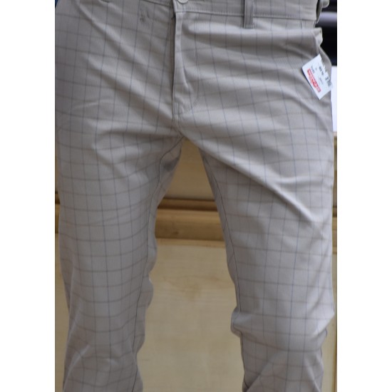 Light Grey color Checked Pencil Fit
