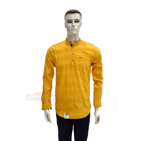 Yellow Color Shirt with Mandarin collar