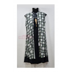 Black with Green designed Long Top