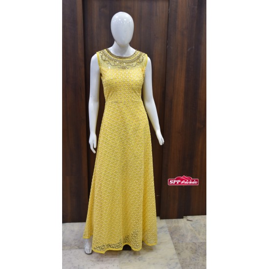 Yellow Color Designed Long Chudi