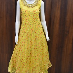 Yellow Color Designed Long Top