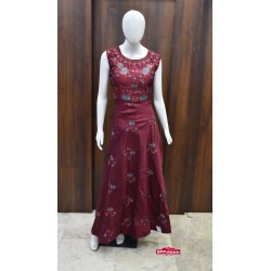 Maroon color Floral Designed Long Chudi