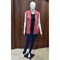 Black with Pink Designed Western Tops
