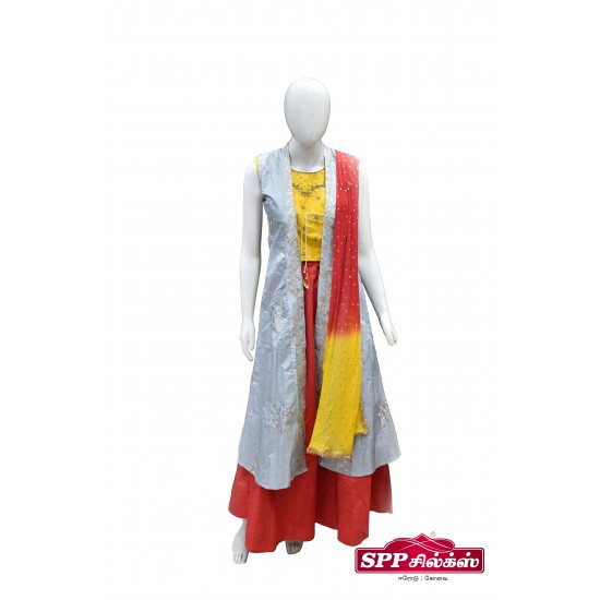 Yellow with Red colored Lehenga Choli