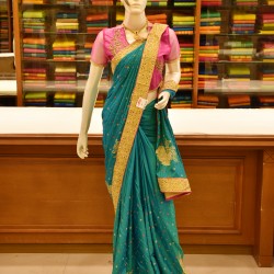 Green colored fancy saree