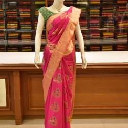 Pink color with Golden Jarigai Border Art Silk Saree