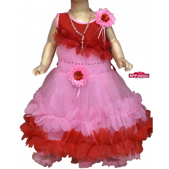 Rose Colored Floral Design Fancy Frock