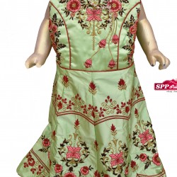 Pista Green colored with Floral Fancy Frock
