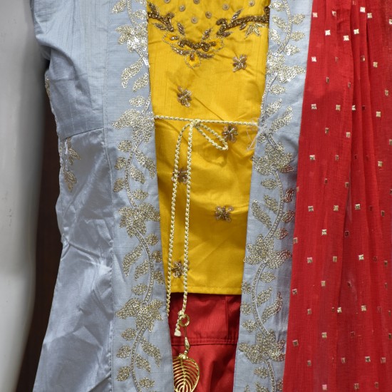 Yellow with Red colored Lehenga Choli