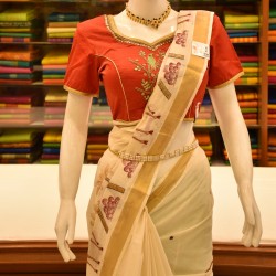Kerala Kasavu Cotton Saree