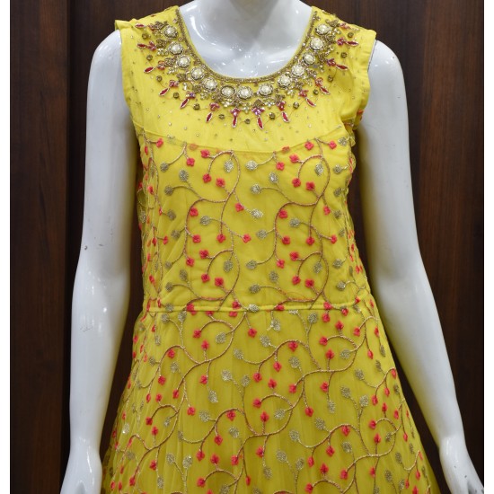 Yellow Color Designed Long Top