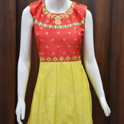 Red with Yellow colored Long Chudi