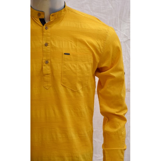 Yellow Color Shirt with Mandarin collar